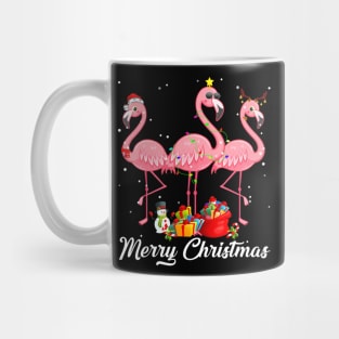 Funny Christmas Flamingo Reindeers Christmas Lights Pajama Mug